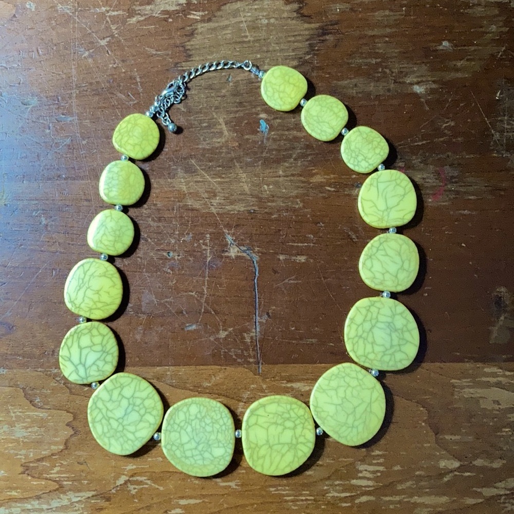 Yellow Beaded Statement Necklace Fun Modern Preppy